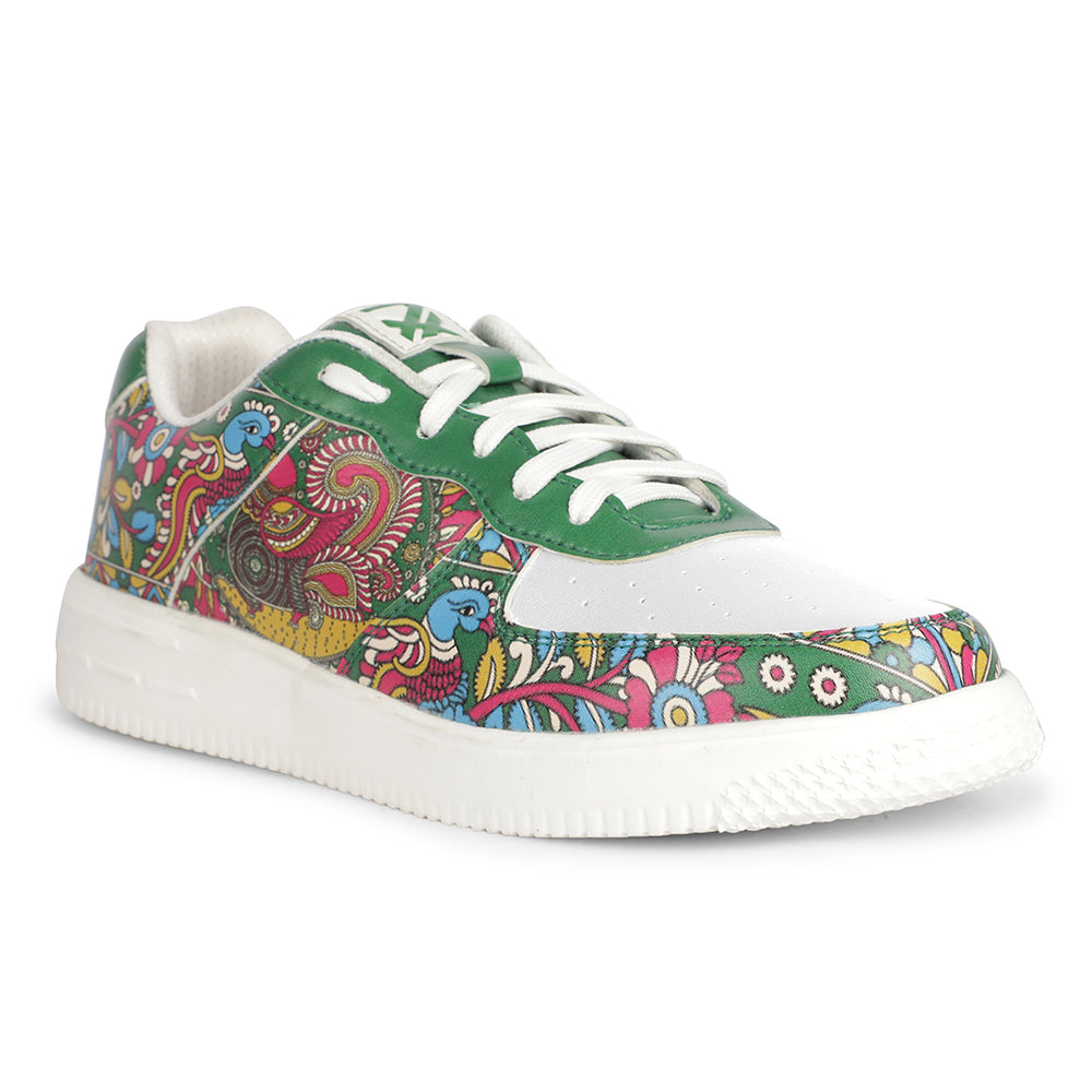 Buy Leap7x White Kalamkari Printed Sneakers For Women MJH-L06