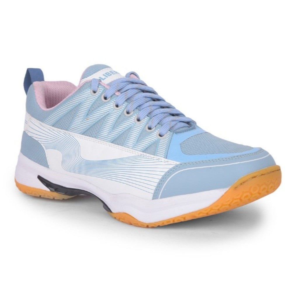 FREEDOM Sky Blue Sports Non-Marking Paddle/Pickleball Badminton Shoes For Men GRIPPER-01 By Liberty