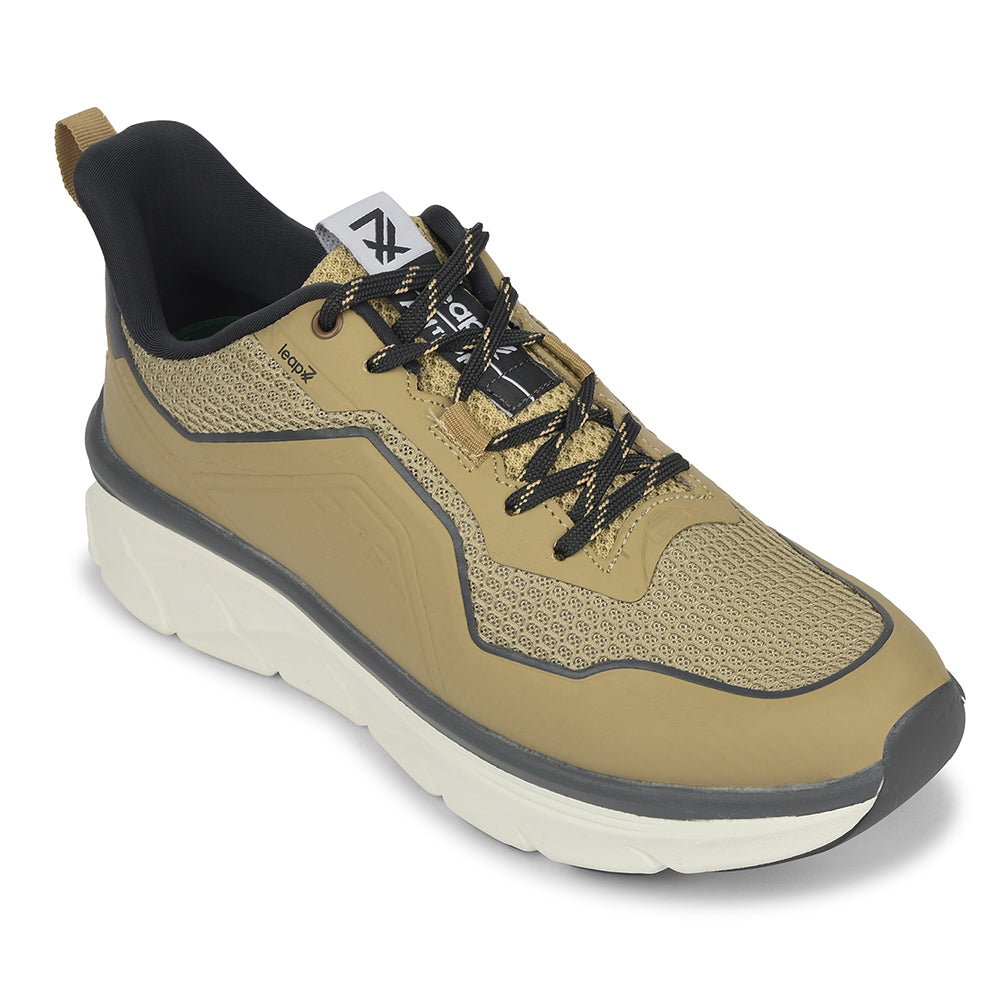 Leap7x Beige Sports Lacing Running Shoes For Men MANILA By Liberty