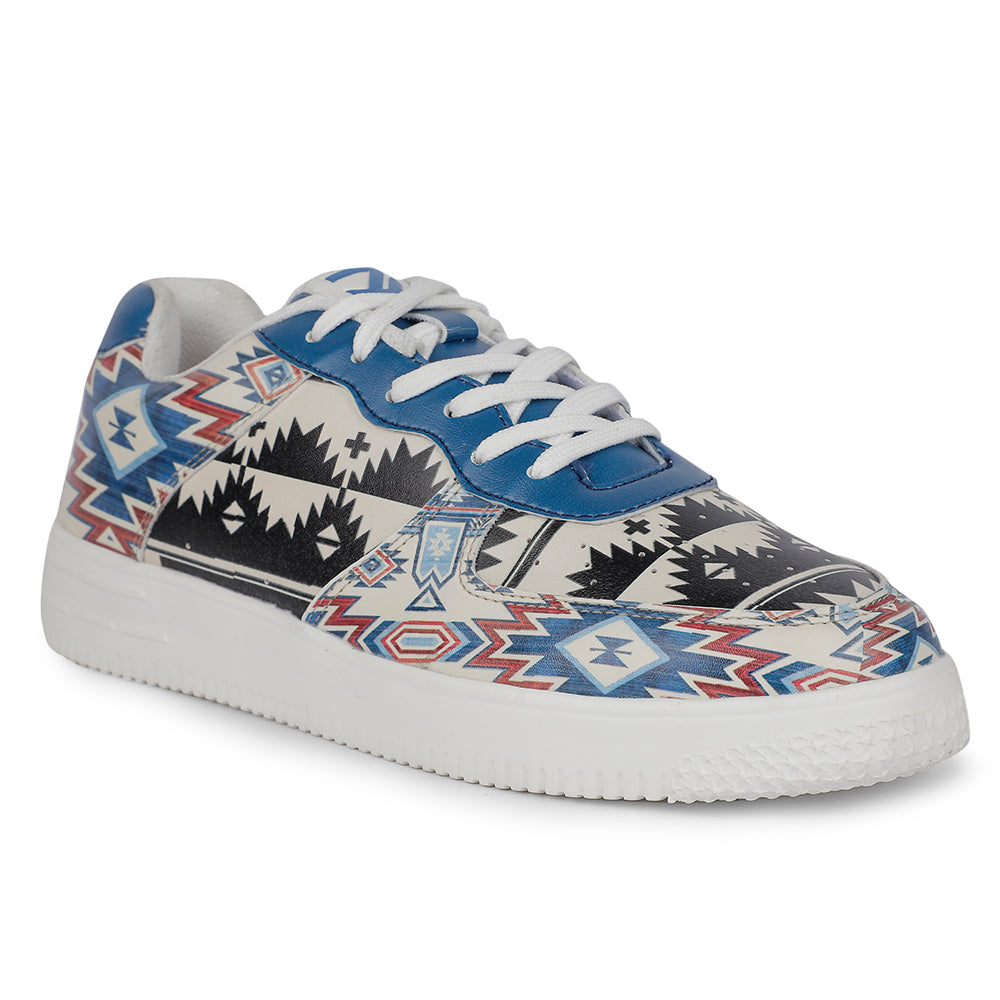 Buy Leap7x White Printed Handloom Sneakers For Men MJH-M04