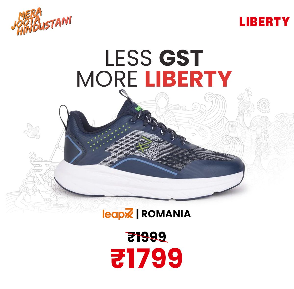 Buy Leap7x Navy Blue Sports Lacing Running Shoes ROMANIA By Liberty