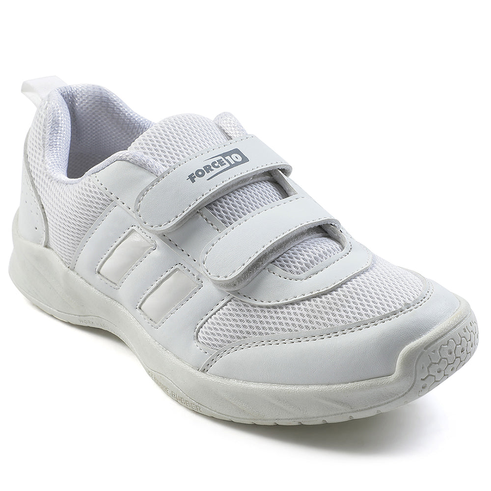 Force White Non Lacing Uniform School Shoes For Kids SKOLGAME-V By Liberty