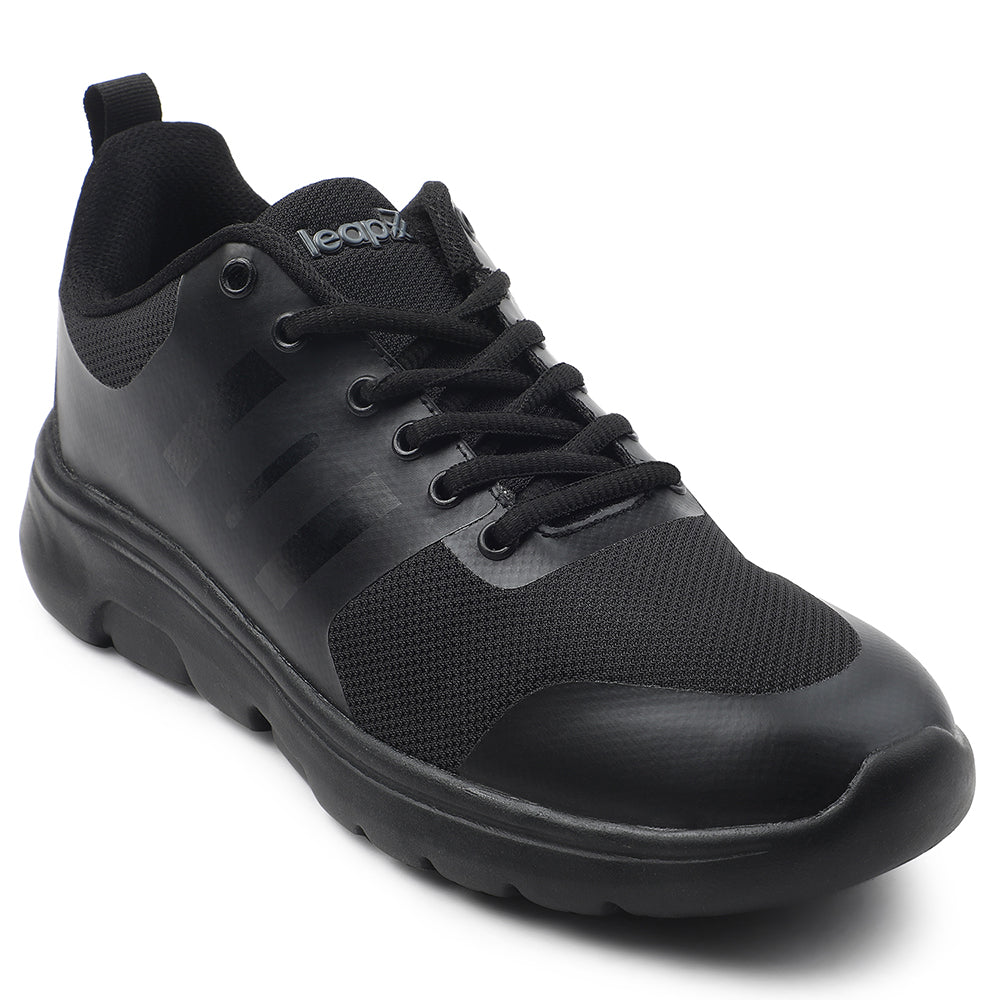 Leap7x Black Lacing Casual School Shoes For Men TRIVSKO-2E By Liberty