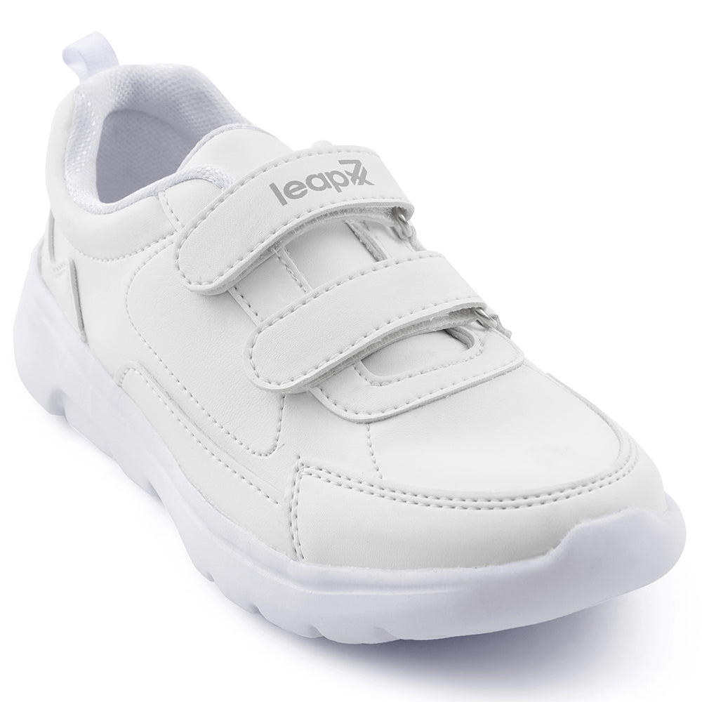 Leap7x White Non Lacing Uniform School Shoes For Kids SCHLSTAR-V By Liberty