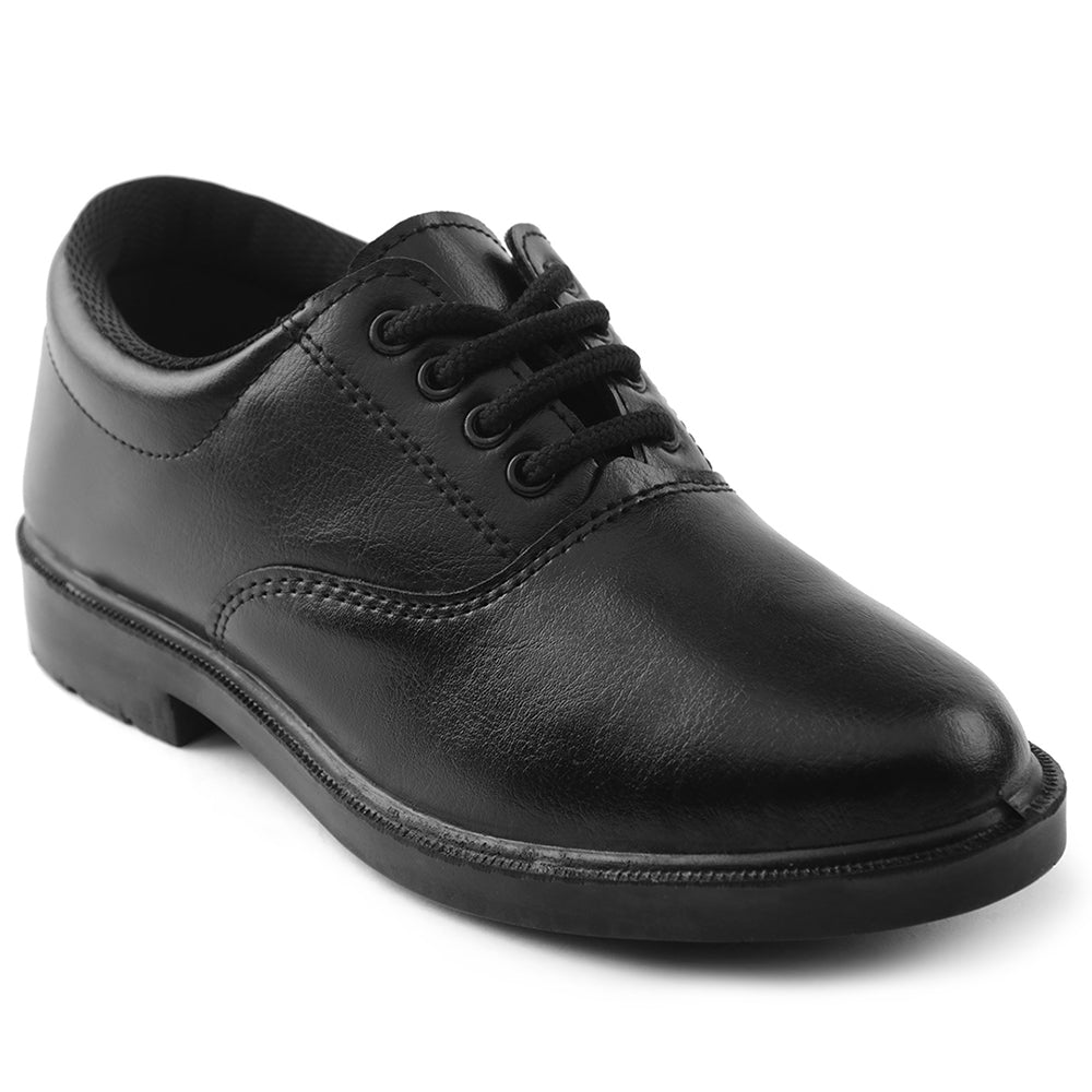 Prefect Black Lacing Uniform School Shoes For Kids SKOOLBOYPU By Liberty