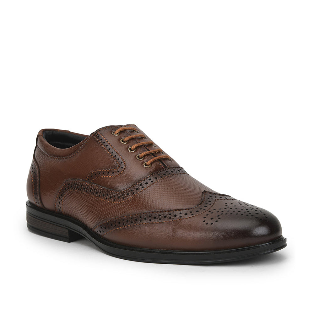 Buy Fortune Formal Tan Lacing Brogue Shoes For Men HOL-125E By Liberty