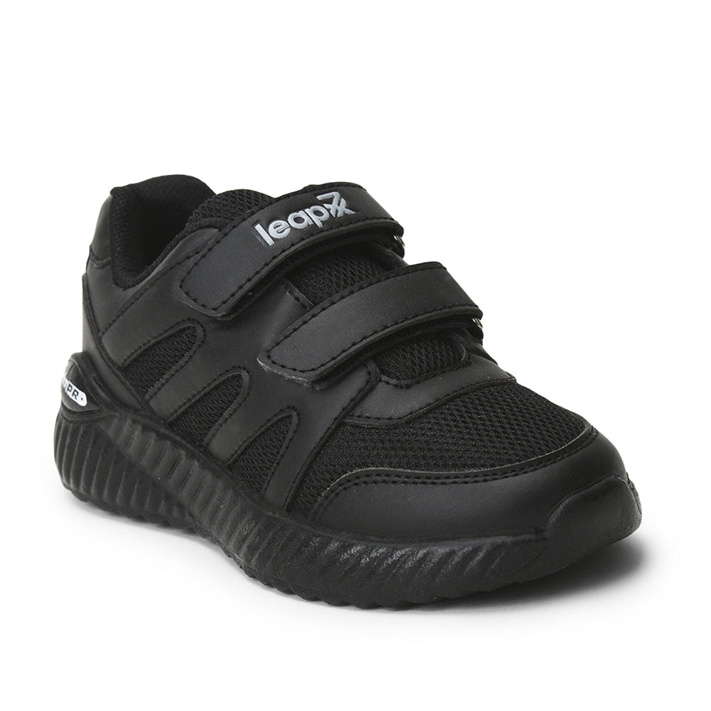 Leap7x Black Velcro Uniform School Shoes For Kids NITSCHO-1V By Liberty
