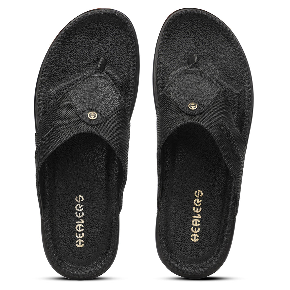 Healers Black Casual Slipper For Men AOL-8 