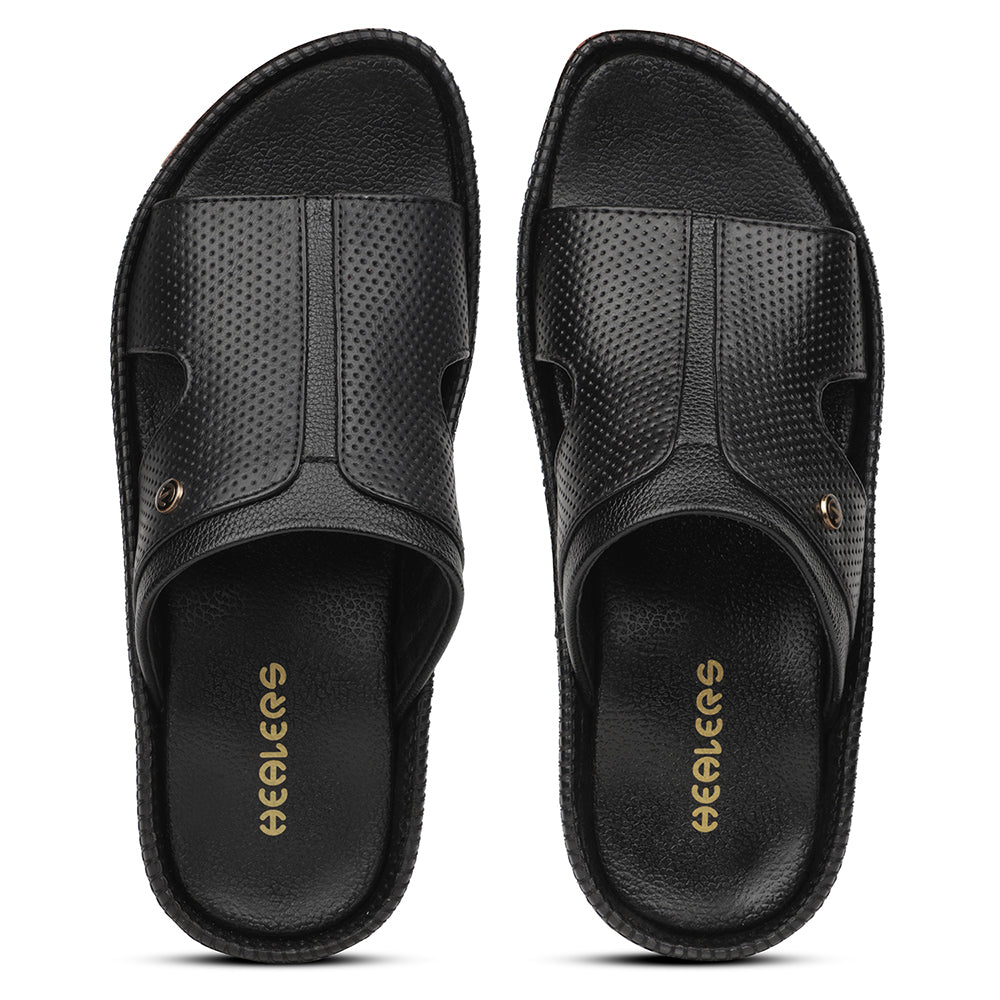 Healers Black Casual Slipper For Men CSS-24 