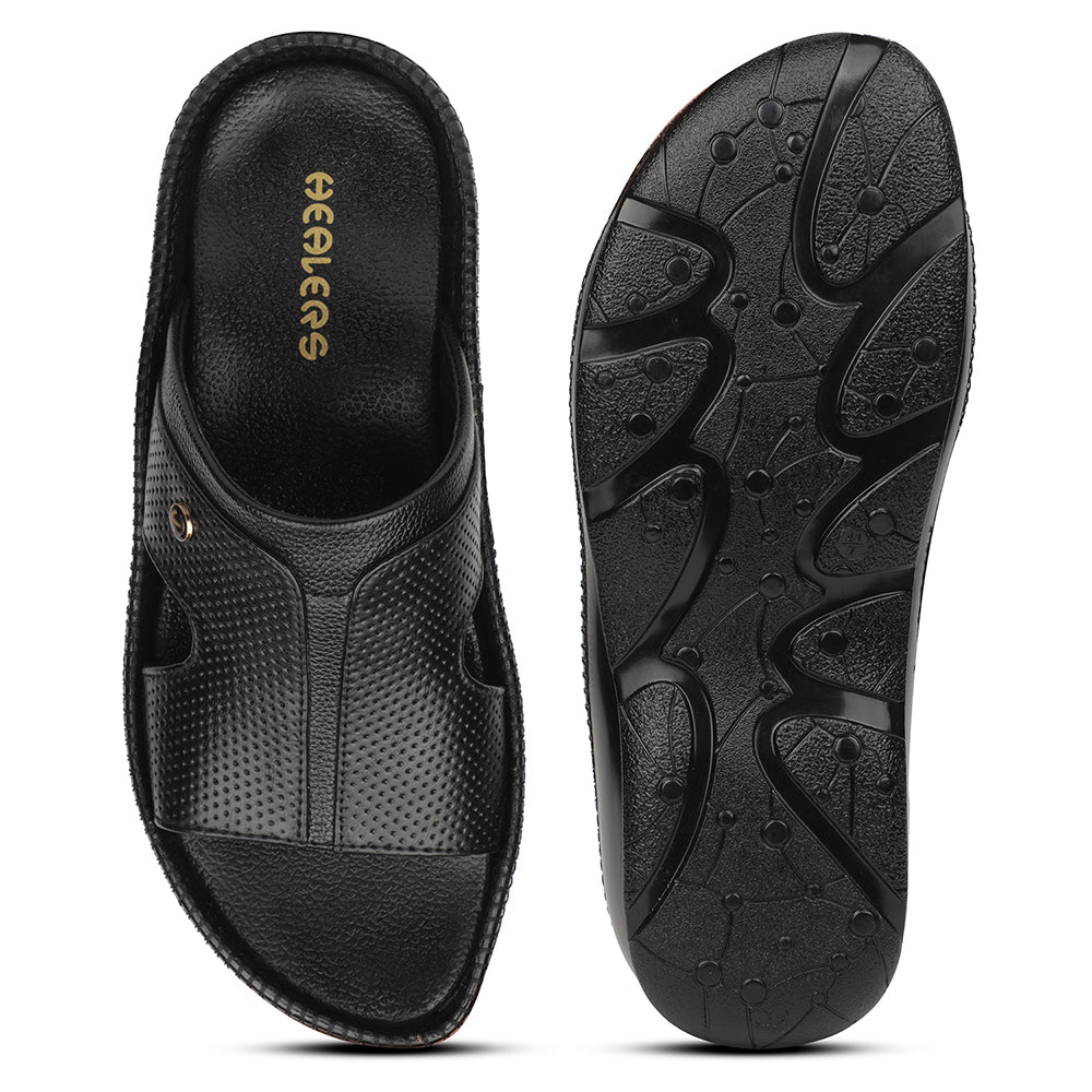 Healers Black Casual Slipper For Men CSS-24 