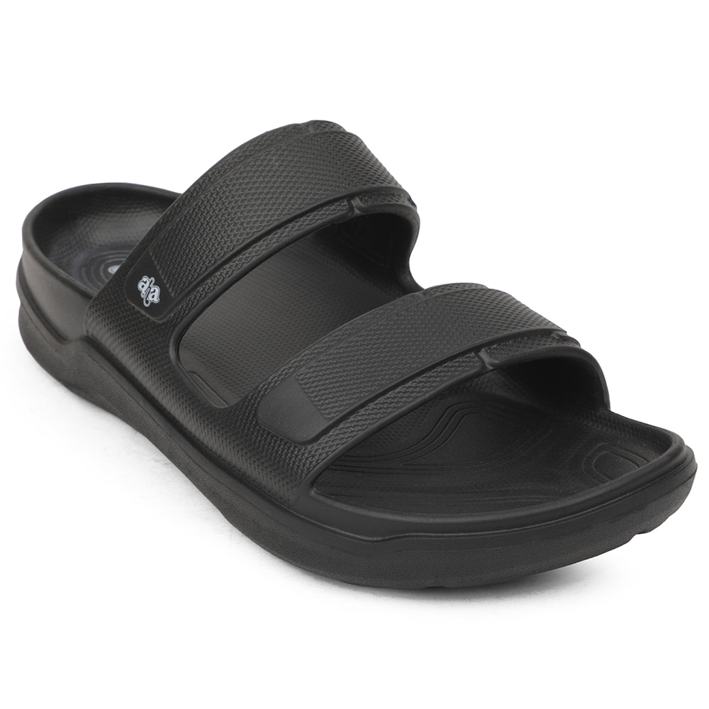 A-HA Black Casual Slides For Men FDL-2 
