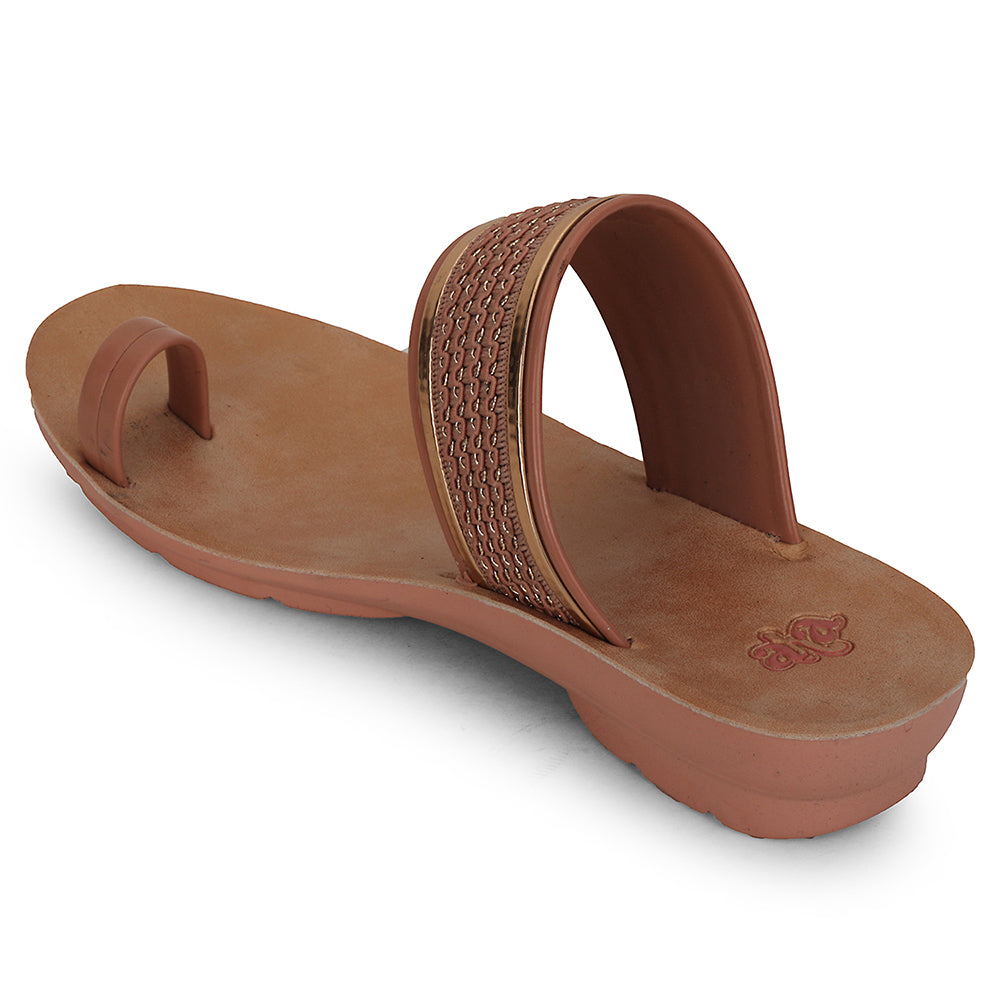 A-HA Peach Casual Toe Ring Slipper For Women LPU-14 By Liberty
