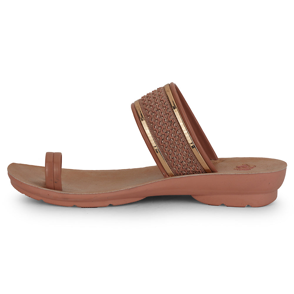A-HA Peach Casual Toe Ring Slipper For Women LPU-14 By Liberty