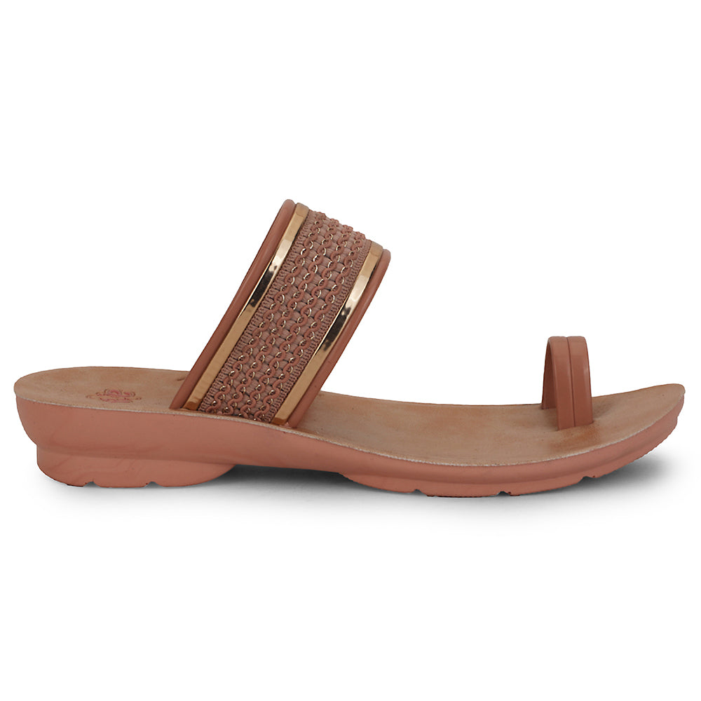 A-HA Peach Casual Toe Ring Slipper For Women LPU-14 By Liberty