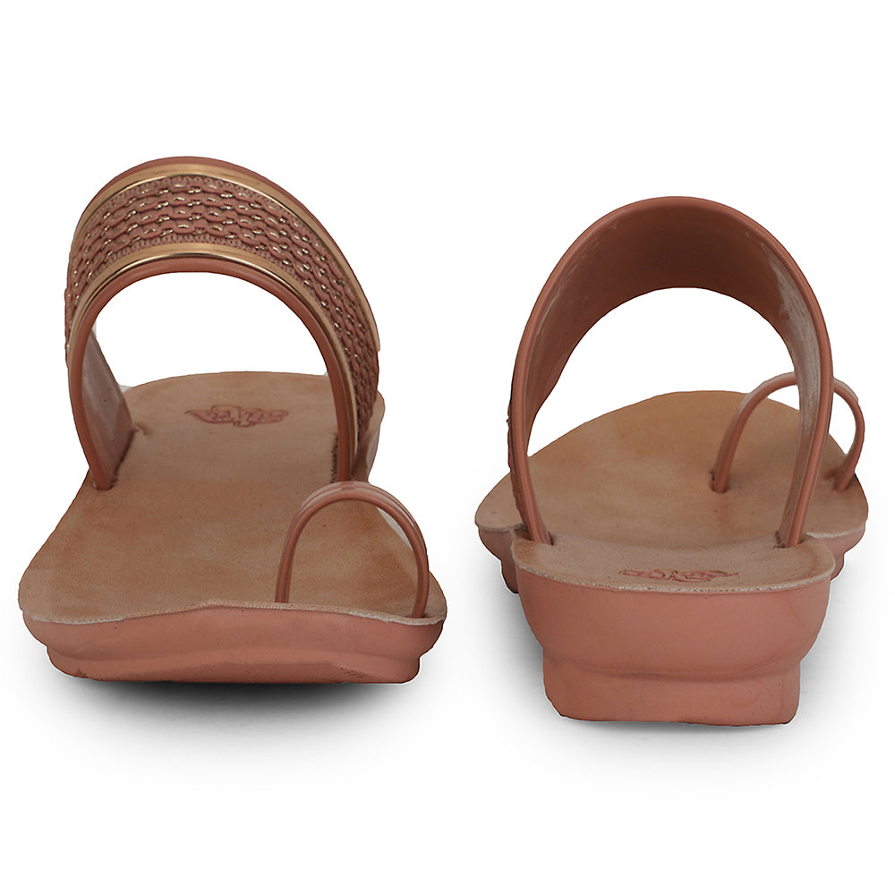 A-HA Peach Casual Toe Ring Slipper For Women LPU-14 By Liberty
