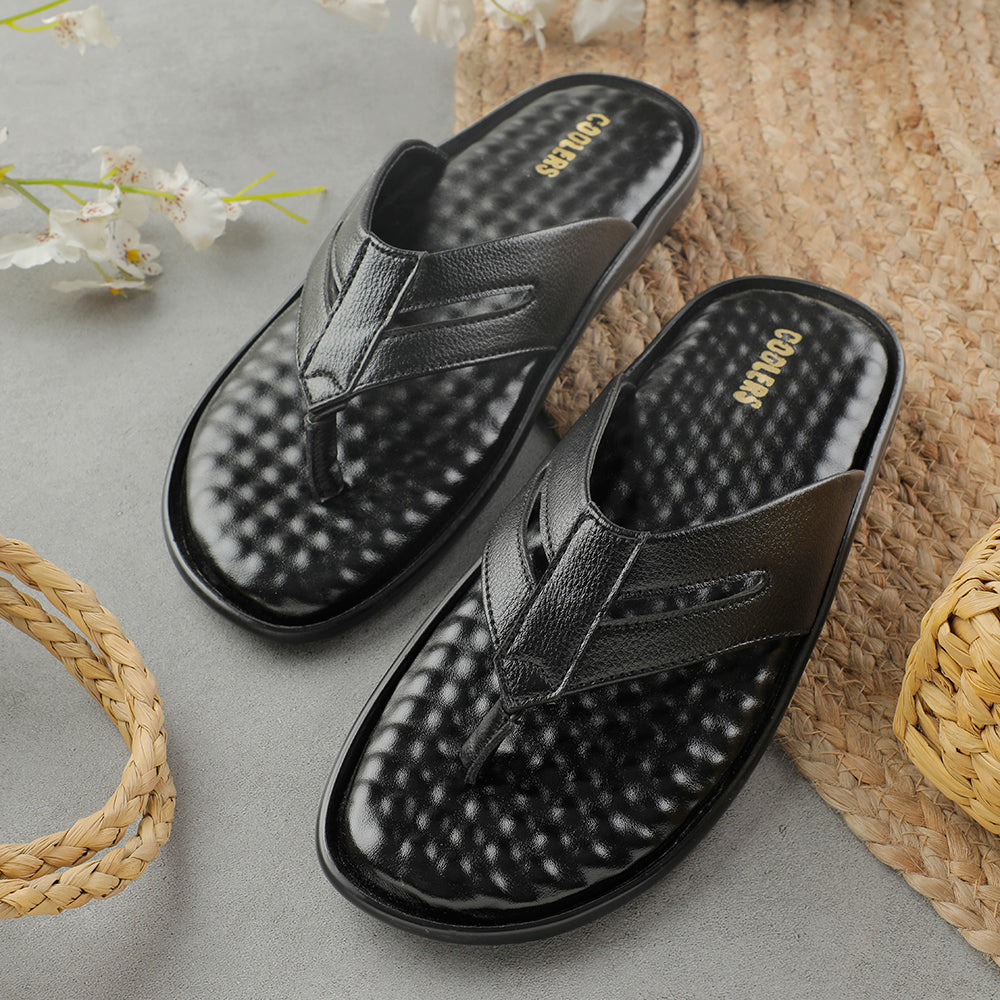 Coolers Black Casual Slipper For Men HML-2E 