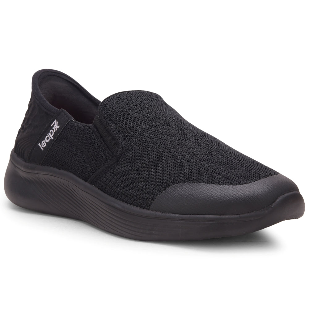 Buy Leap7x Black Sports Non Lacing Walking Shoes For Men EZZAR-1