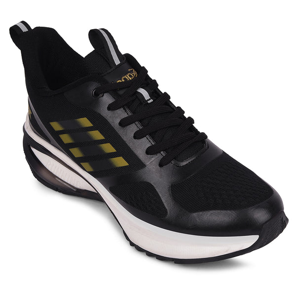 Leap7x Black Sports Lacing Running Shoes For Men RUNNY-1E By Liberty
