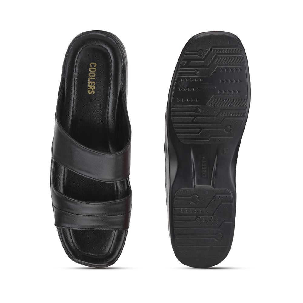 Coolers Casual (Black) Slippers For Men 25-S29 By Liberty