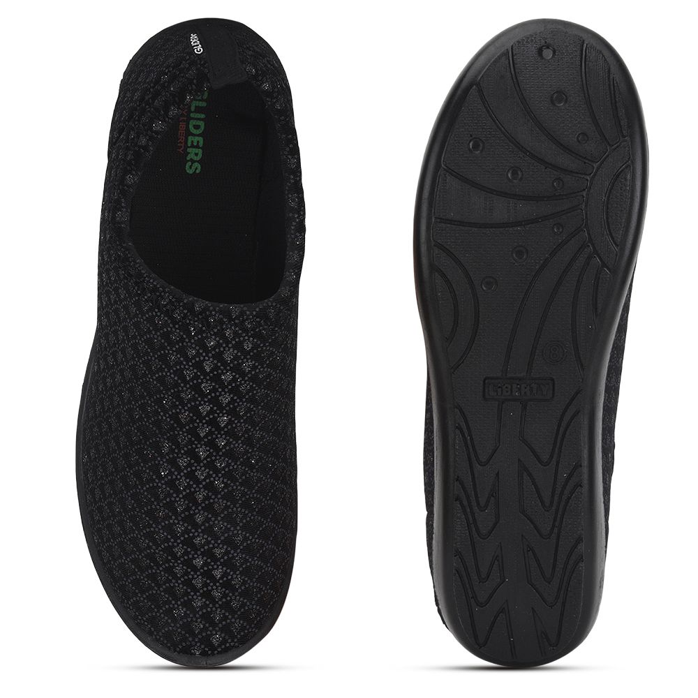 Gliders (Black) Casual Ballerina Shoes For Ladies Marina-163 By Liberty