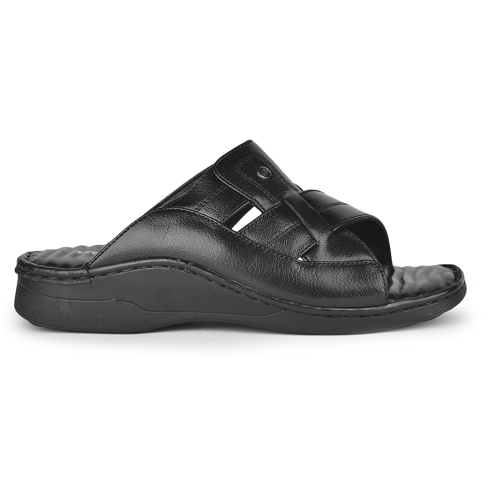 Healers Casual Black Slippers For Men 2191-9 By Liberty