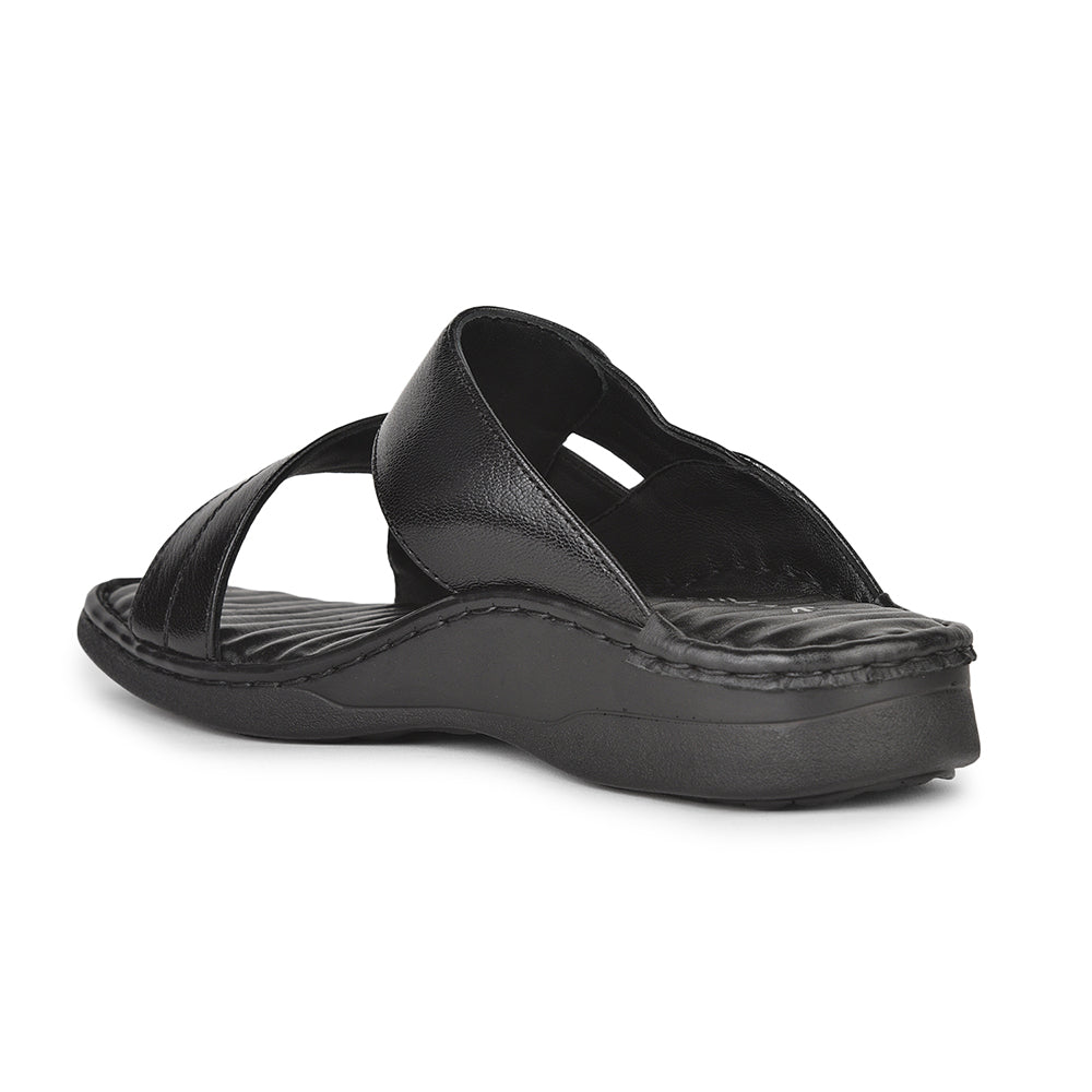 Healers Casual Black Slippers For Men 2191-9 By Liberty
