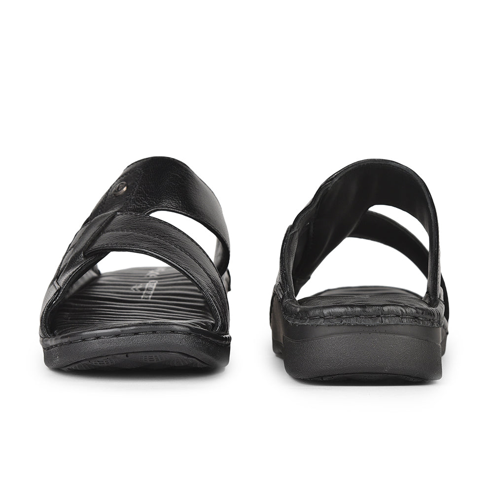 Healers Casual Black Slippers For Men 2191-9 By Liberty