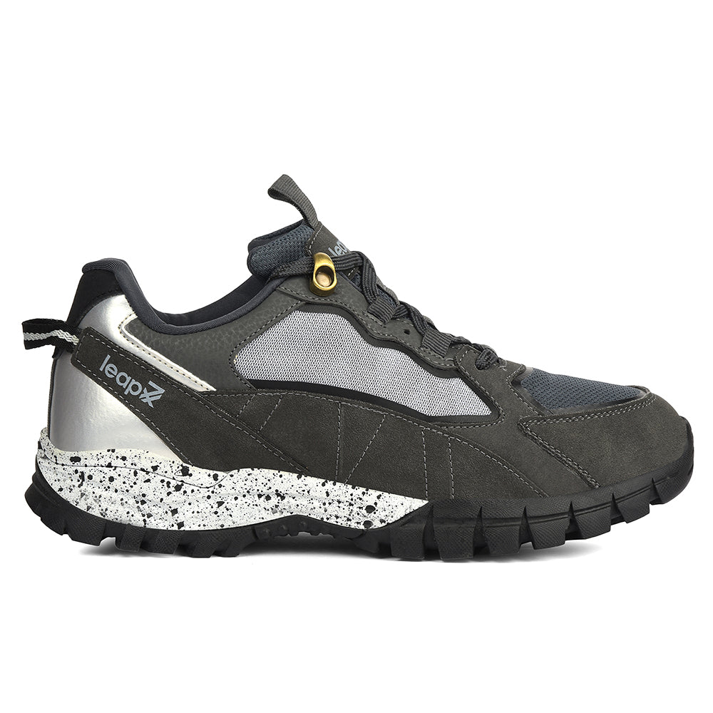 Buy Leap7x Grey Sports Lacing Solid Running Shoes For Men