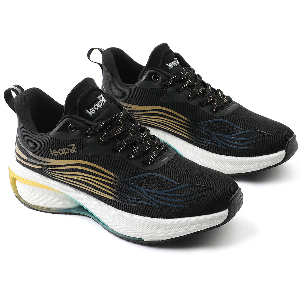 Buy Leap7x Black Sports Lacing Running Shoes For Men MOSCOW-2 By