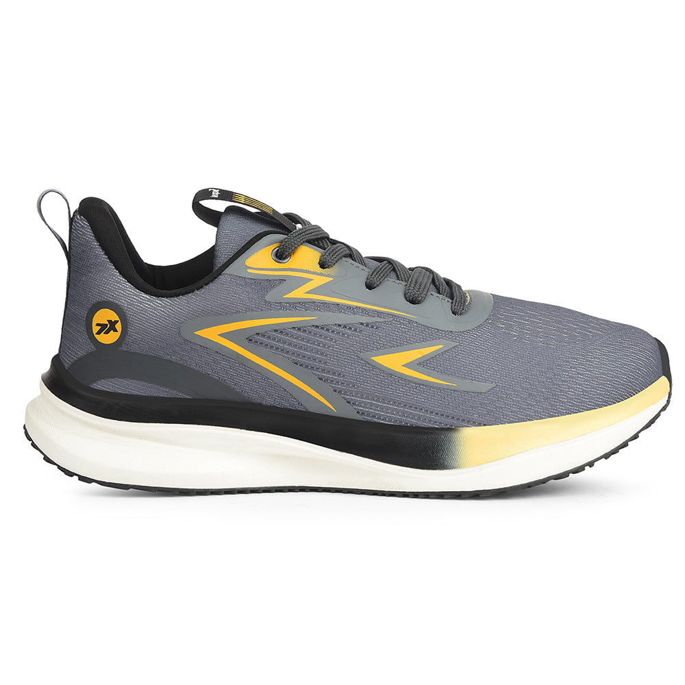 Buy Leap7X Grey Sports Lacing Running Solid Shoes For Men
