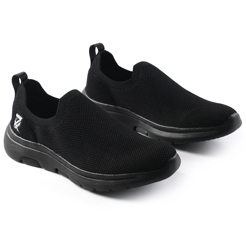 Leap7x Black Sports Non Lacing Walking Shoes For Men GHD-89E 
