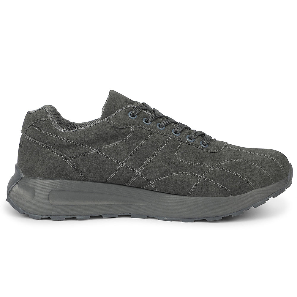 Buy LEAP7X Grey Sports Lacing Running Shoes for Men