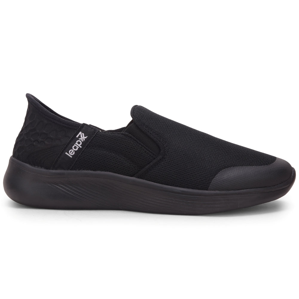 Buy Leap7x Black Sports Non Lacing Walking Shoes For Men EZZAR-1