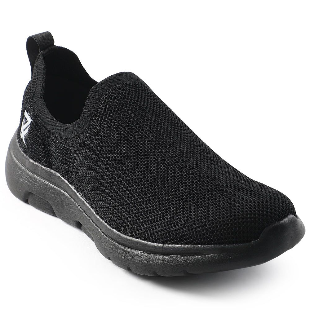 Leap7x Black Sports Non Lacing Walking Shoes For Men GHD-89E 