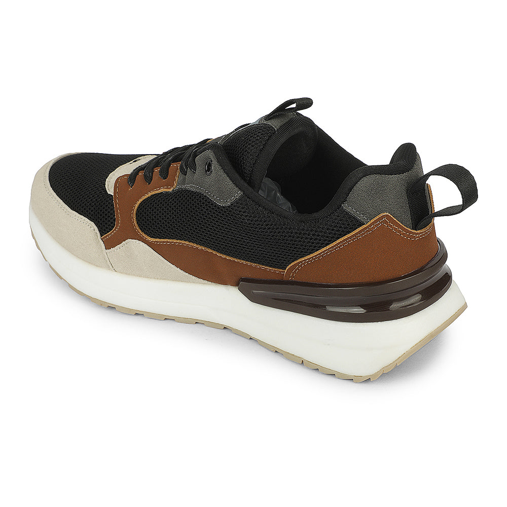 Buy Leap7X ZX-MS-10 Black Sports Lacing Running Shoes for Men