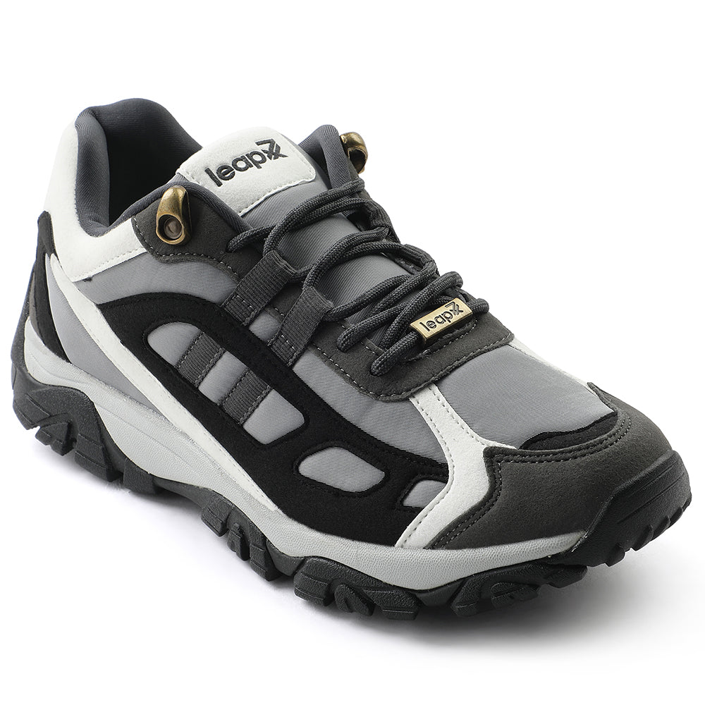 Leap7x Light Grey Sports Lacing Running Shoes For Men EAST-1 By Liberty