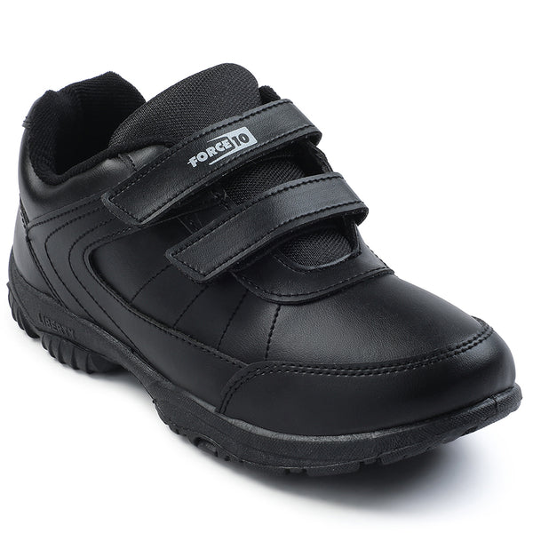 Force 10 Black Velcro Uniform School Shoes For Kids SCHZONE-DV By Liberty