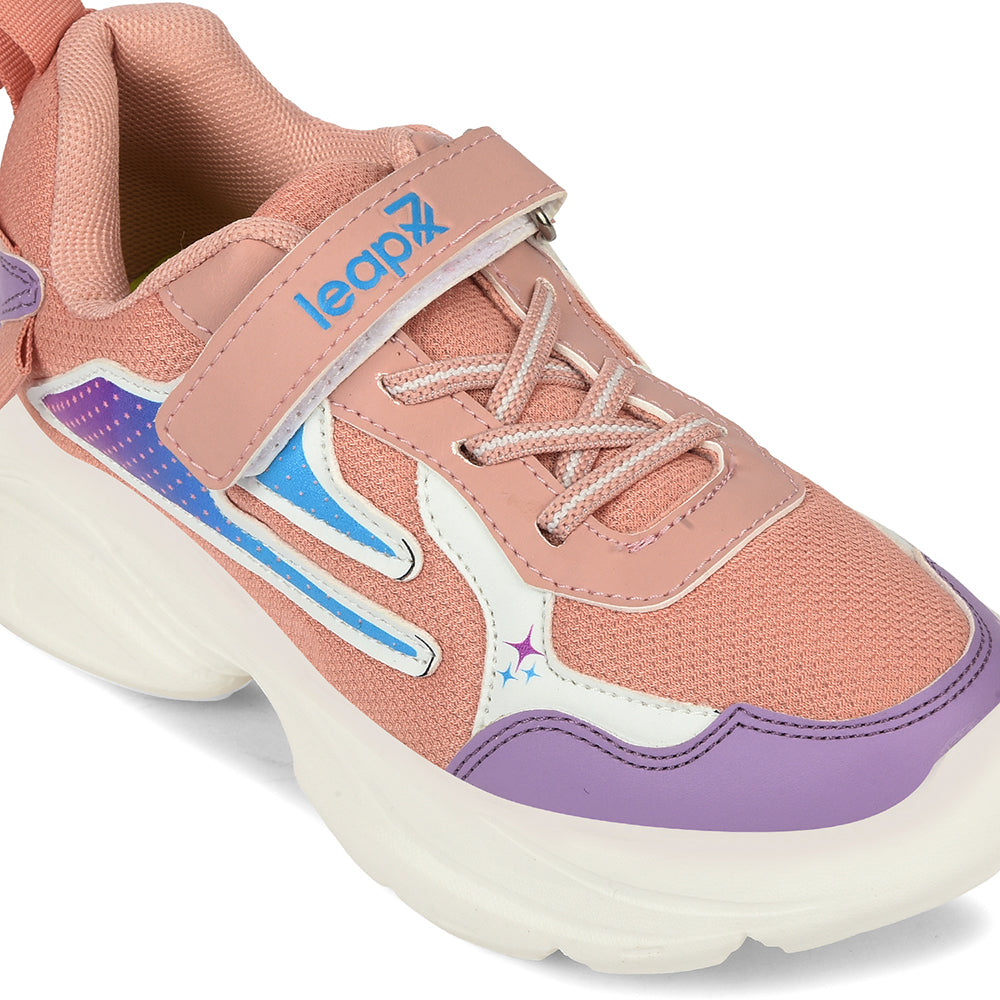 Buy Leap7x Peach Sports Non Lacing Walking Shoes For Kids