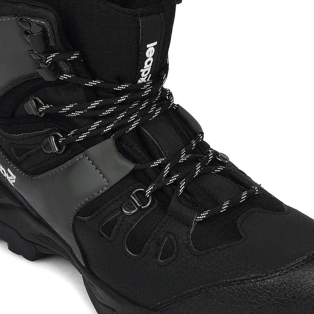 Buy Leap7x Black Sports Lacing Trekking Shoes For Men