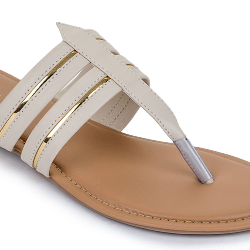 Senorita Casual (Cream) Slippers Sandals For Women CHE-19E By Liberty