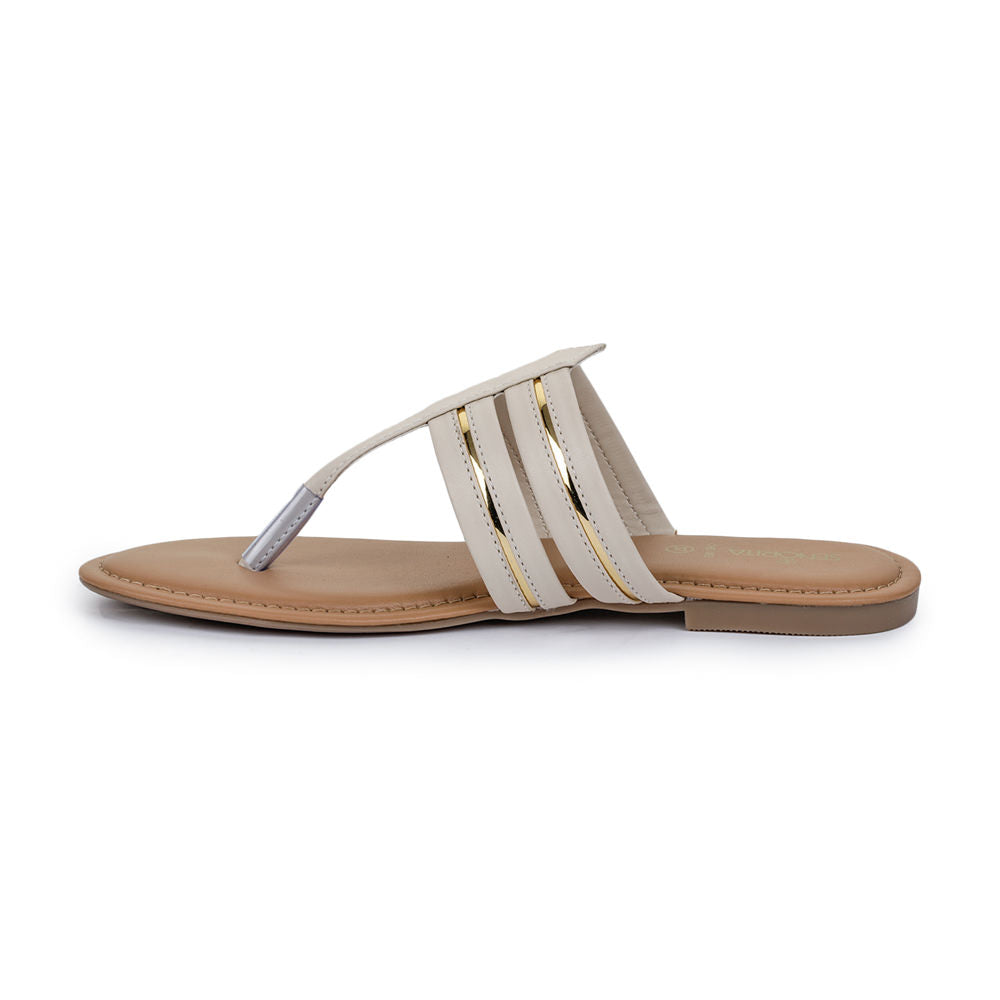 Senorita Casual (Cream) Slippers Sandals For Women CHE-19E By Liberty