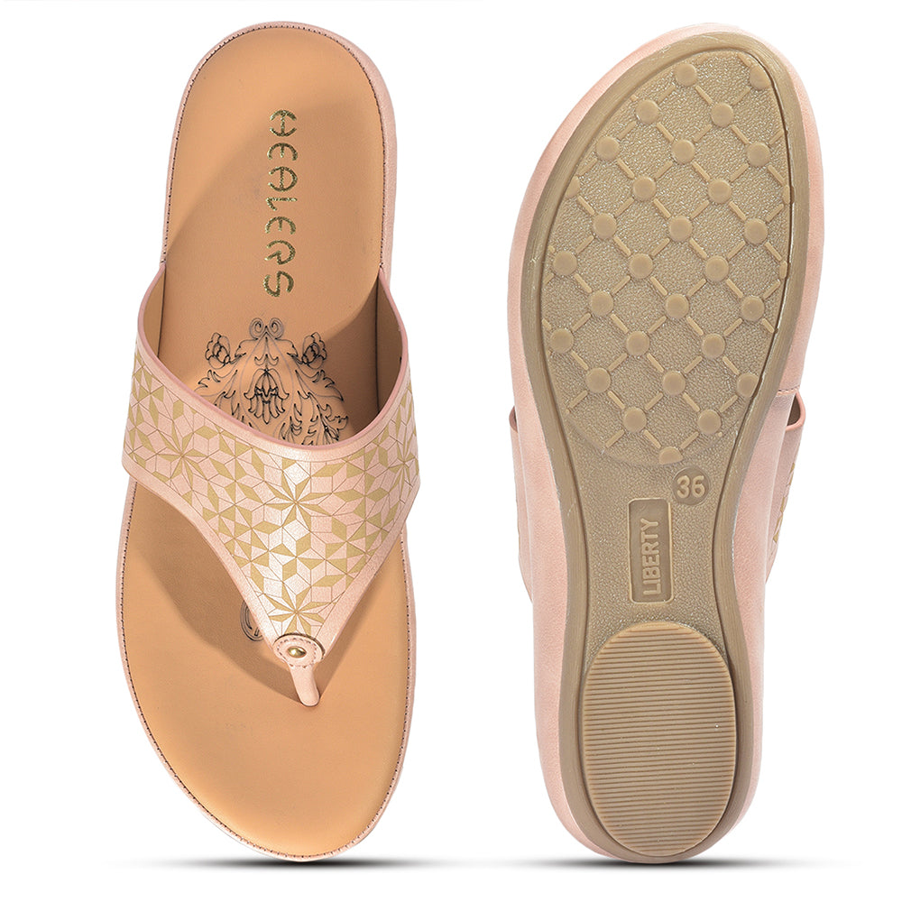 Healers Casual (Peach) Slipper For Ladies GIF-224 By Liberty