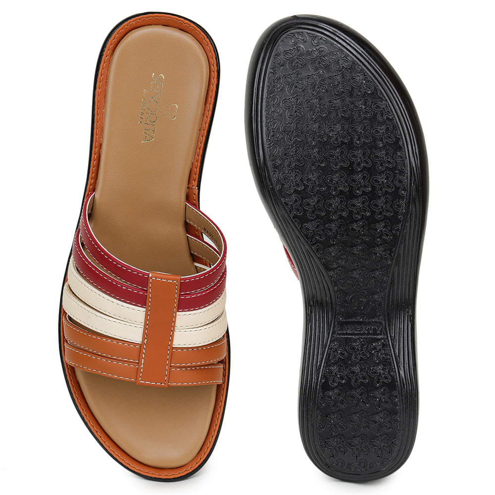 Senorita Casual (Tan) Slippers For Women DZL-81 By Liberty
