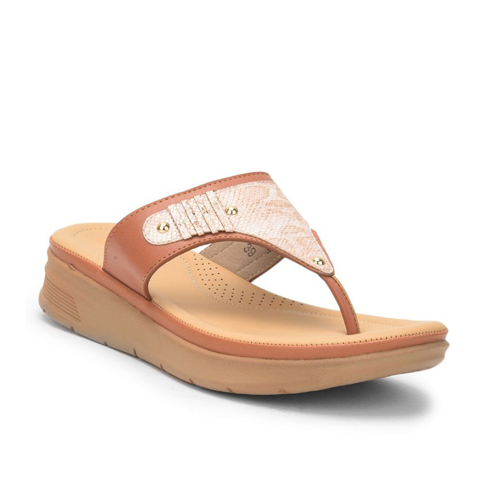 Healers Casual (Tan) Slippers For Ladies Nfl-4 By Liberty