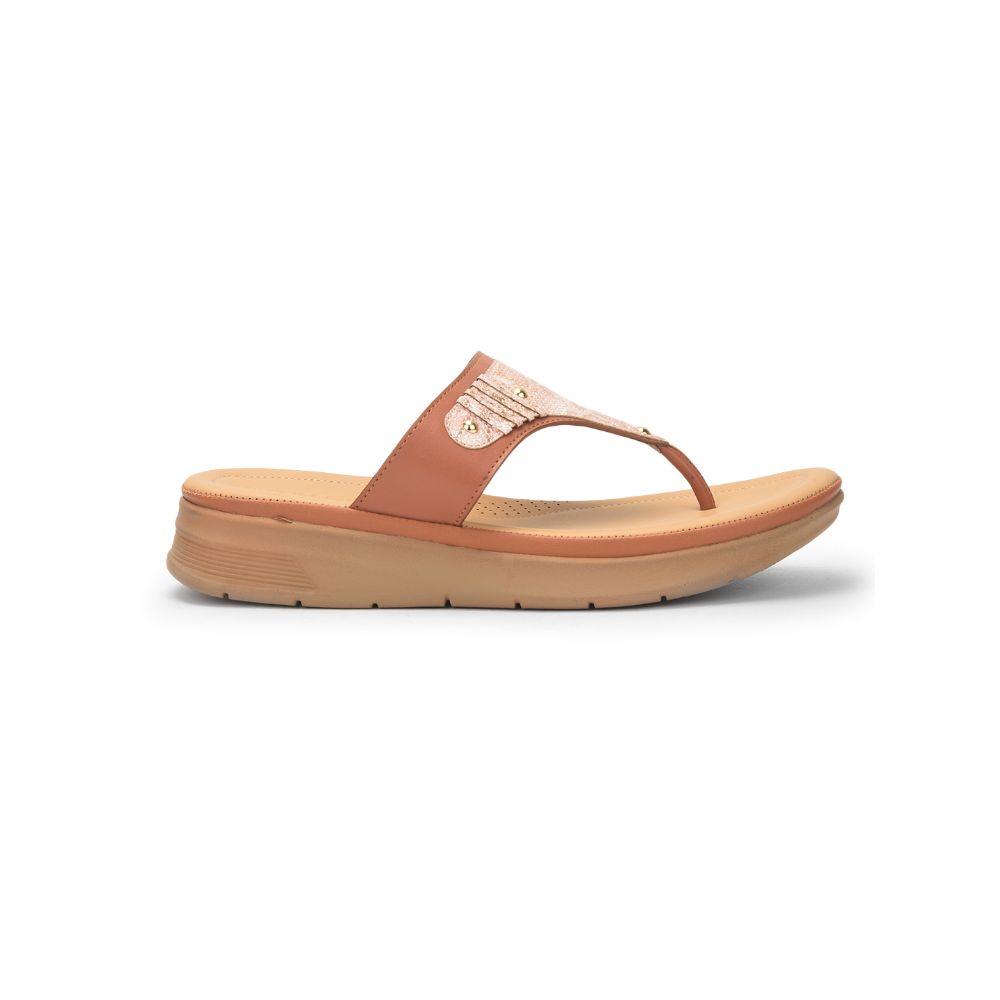 Healers Casual (Tan) Slippers For Ladies Nfl-4 By Liberty