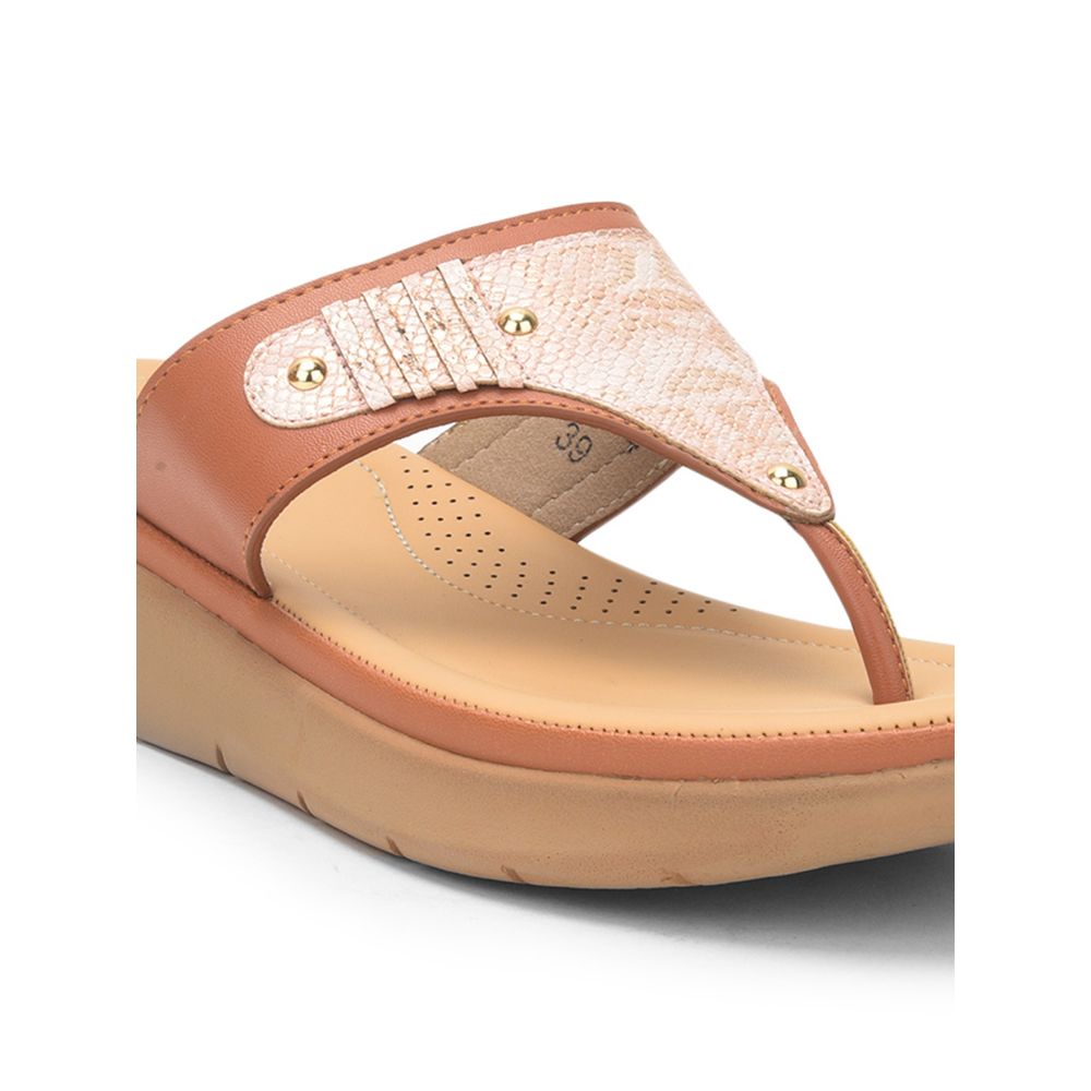 Healers Casual (Tan) Slippers For Ladies Nfl-4 By Liberty