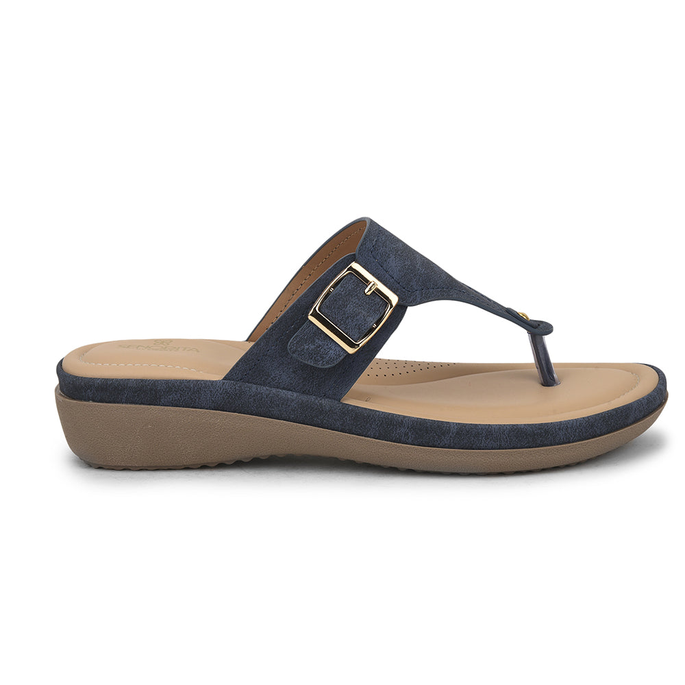 Senorita Casual Navy Blue Slippers For Women SMT-24 By Liberty
