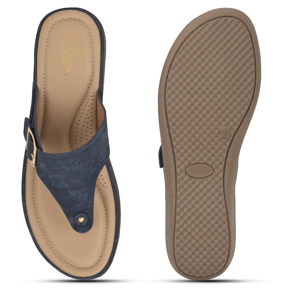 Senorita Casual Navy Blue Slippers For Women SMT-24 By Liberty