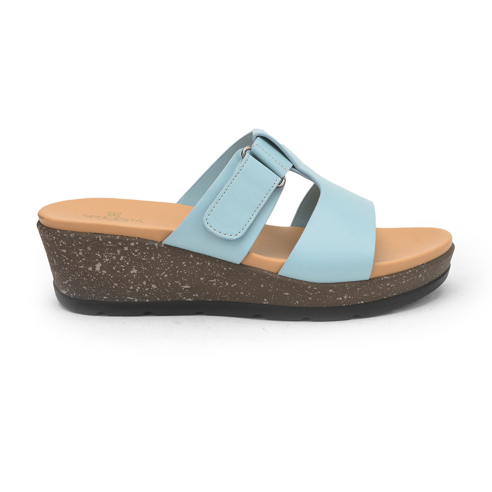 Senorita Casual Sea Blue Wedge Heels For Women DZL-86 By Liberty