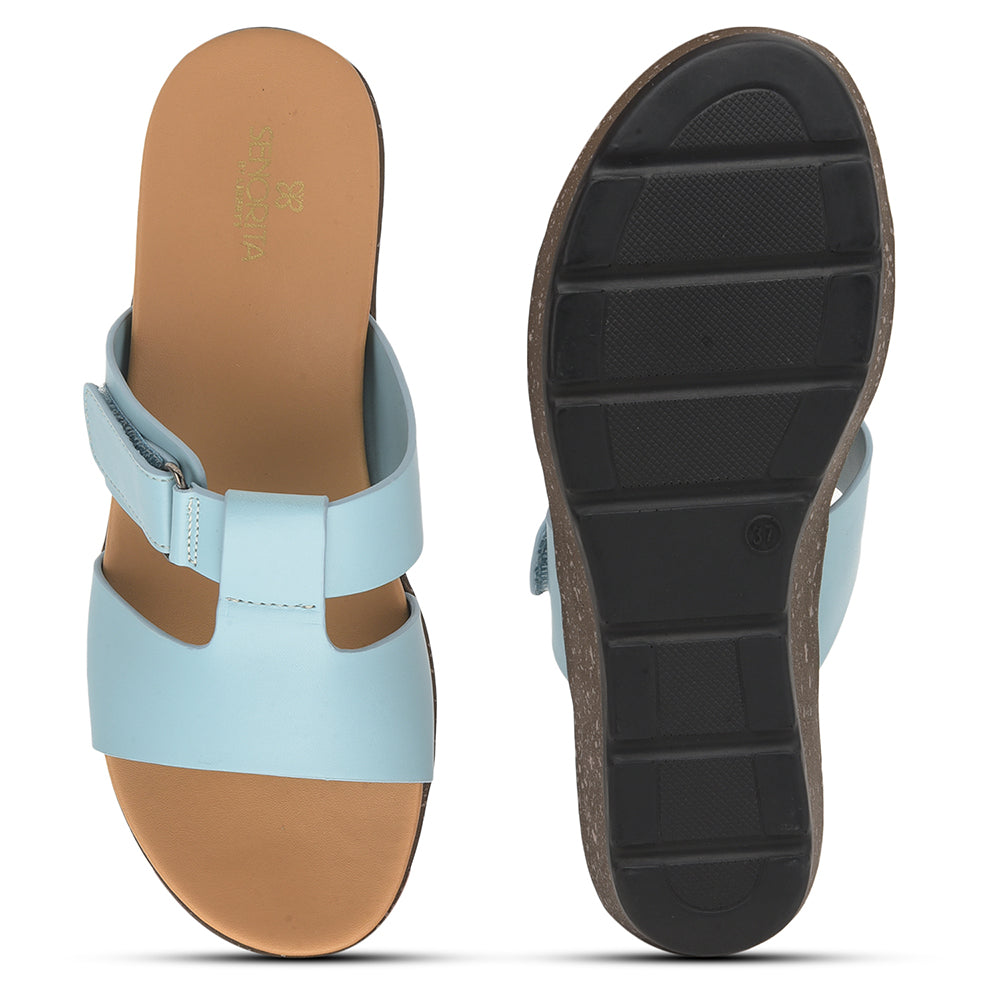 Senorita Casual Sea Blue Wedge Heels For Women DZL-86 By Liberty